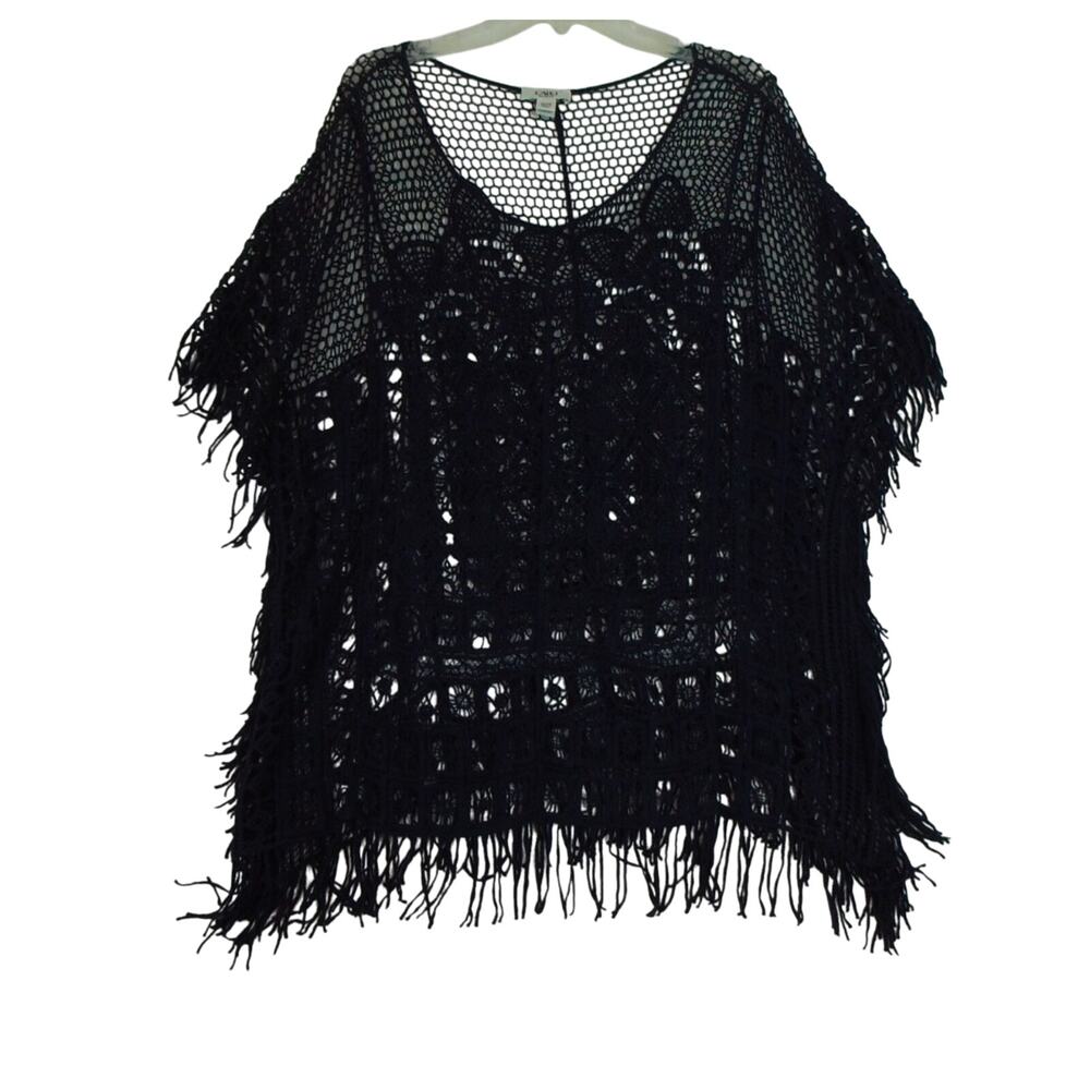 CATO Plus Sz: 22/24W Navy Blue Lace Crochet Cover/Pullover Beach Swim